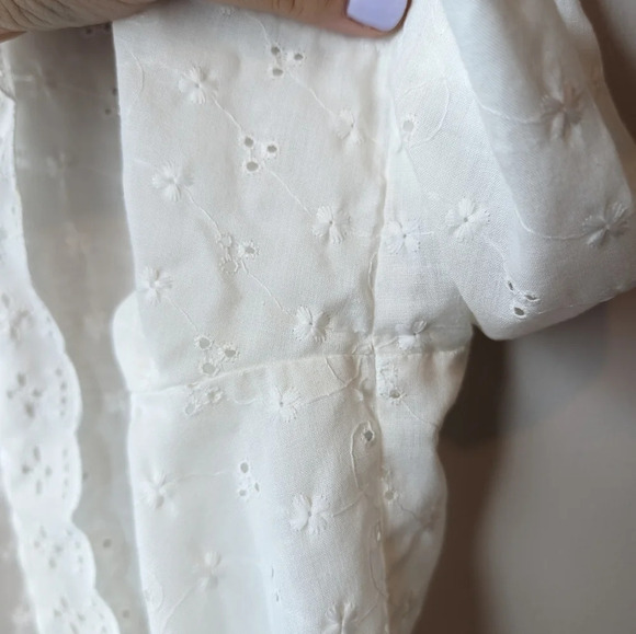 Vintage Vicki Wayne White Eyelet Open Front Short Sleeve  Blouse Women Medium - Picture 6 of 8